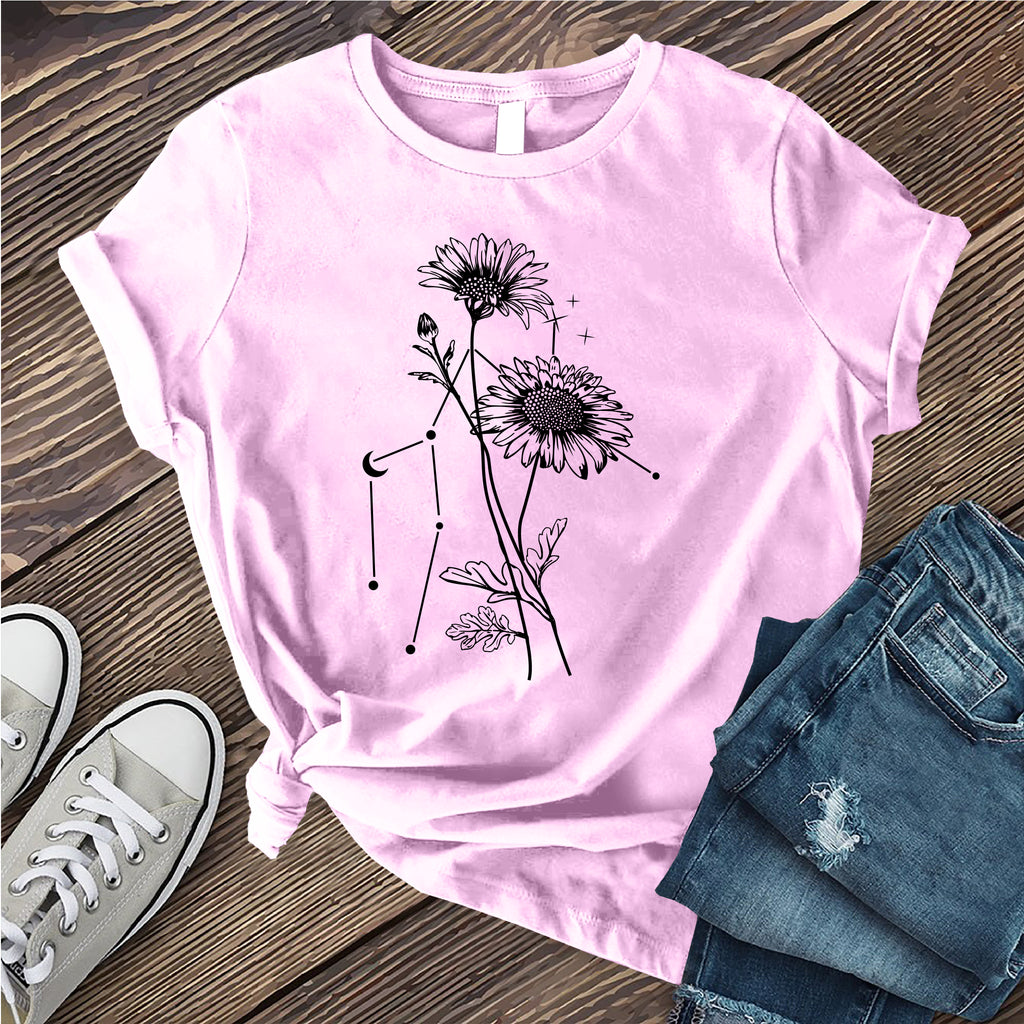 Gemini Constellation and Daisy T-Shirt T-Shirt Tshirts.com Heather Prism Lilac S 