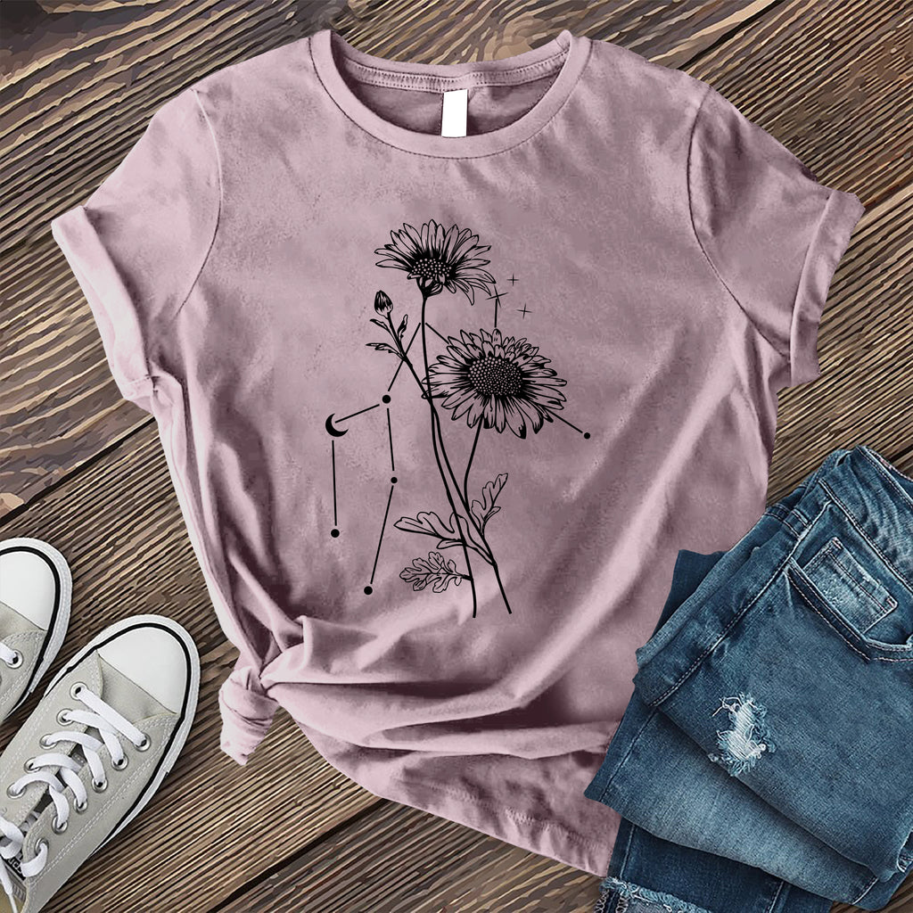 Gemini Constellation and Daisy T-Shirt T-Shirt Tshirts.com Heather Purple S 