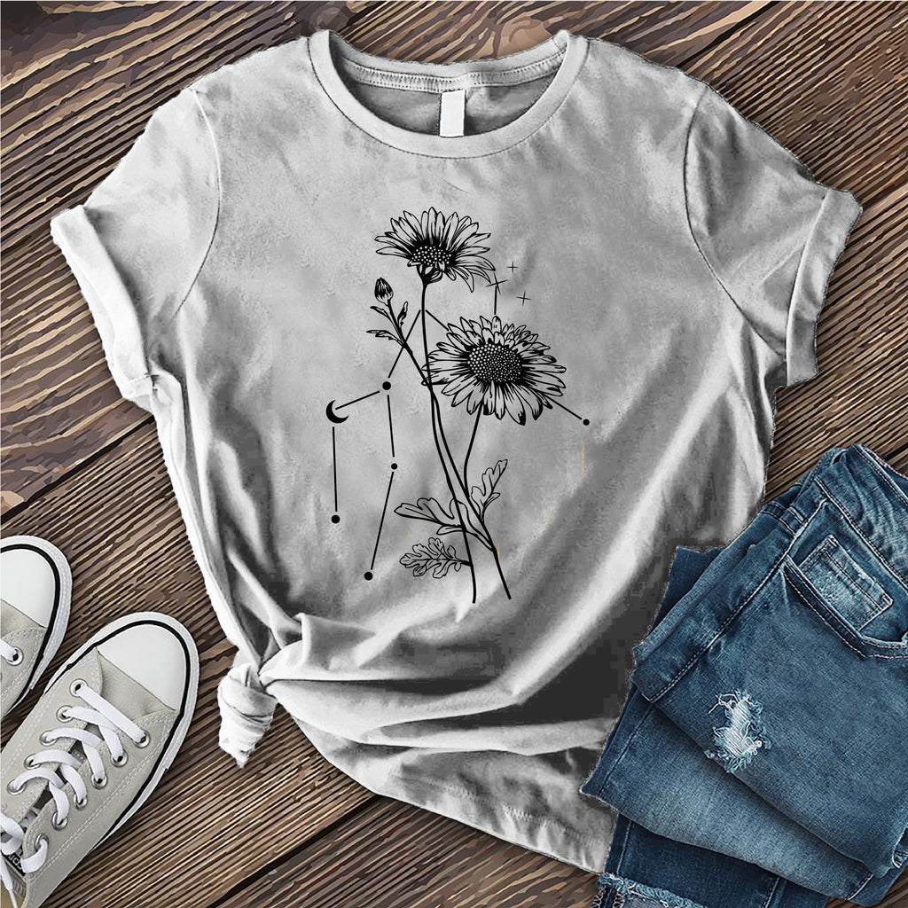 Gemini Constellation and Daisy T-Shirt T-Shirt Tshirts.com Solid Athletic Grey S 