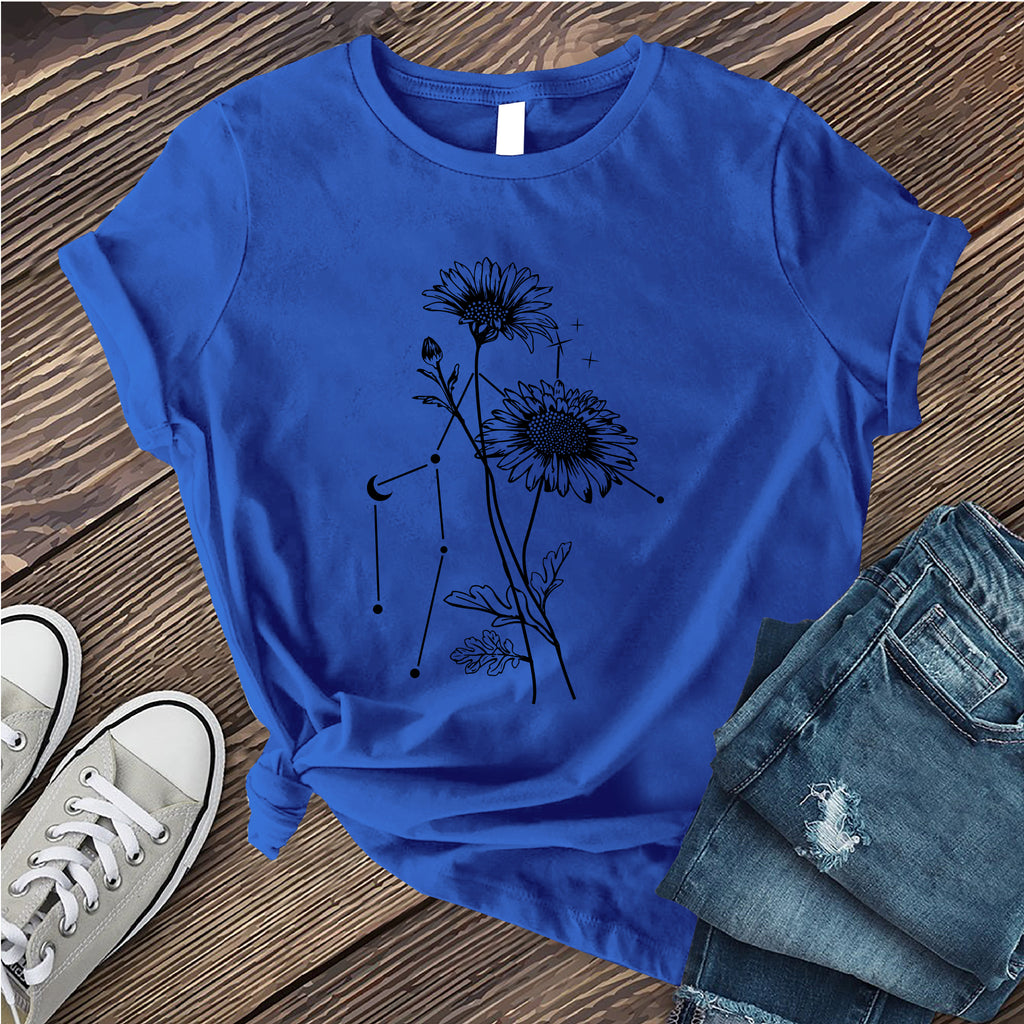 Gemini Constellation and Daisy T-Shirt T-Shirt Tshirts.com True Royal S 