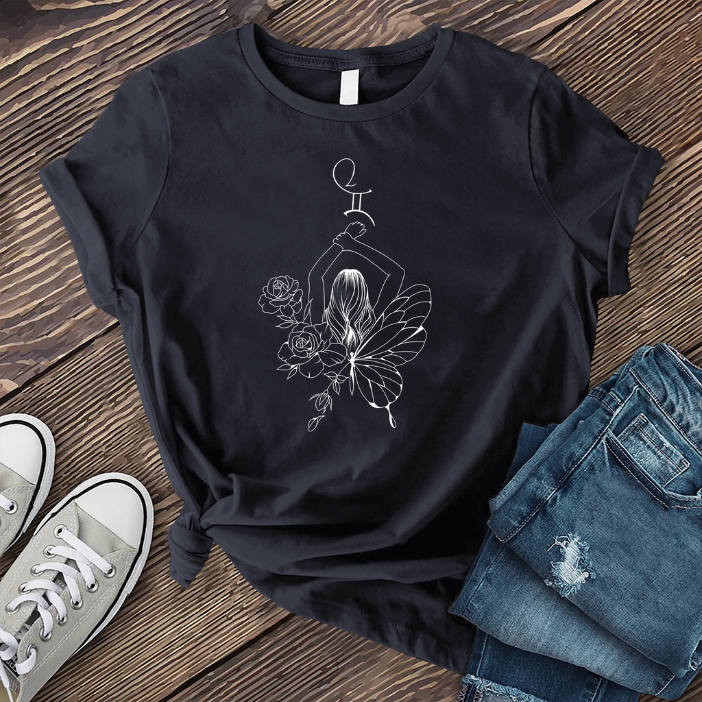 Gemini Butterfly Girl T-Shirt T-Shirt Tshirts.com Midnight Navy S 
