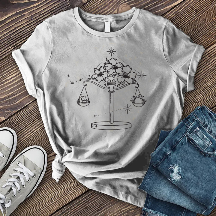 Libra Floral Scales T-Shirt T-Shirt Tshirts.com Solid Athletic Grey S 