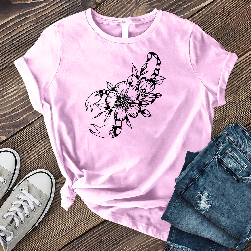 Scorpio Flower T-Shirt T-Shirt Tshirts.com Heather Prism Lilac S 
