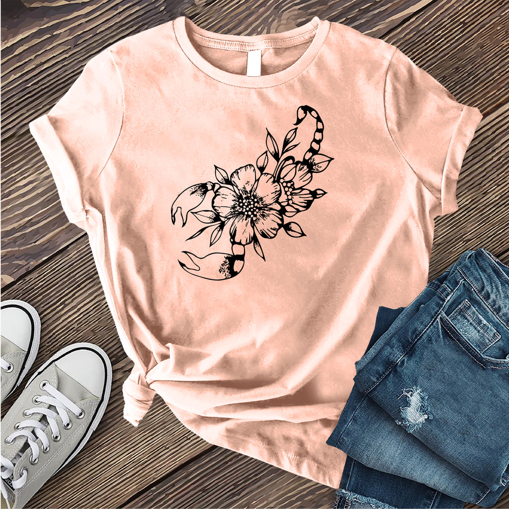Scorpio Flower T-Shirt T-Shirt Tshirts.com Heather Prism Peach S 