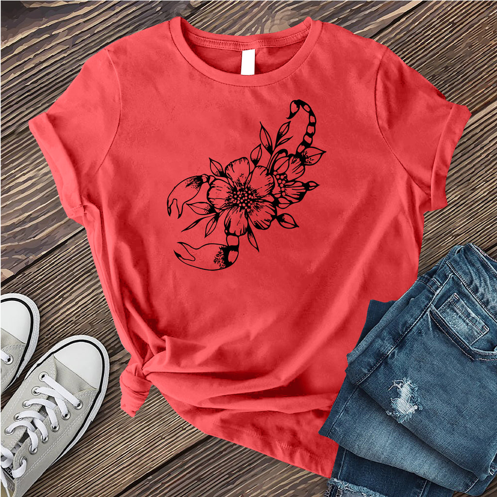 Scorpio Flower T-Shirt T-Shirt Tshirts.com Heather Red S 