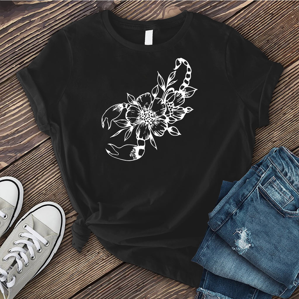 Scorpio Flower T-Shirt T-Shirt Tshirts.com Black S 