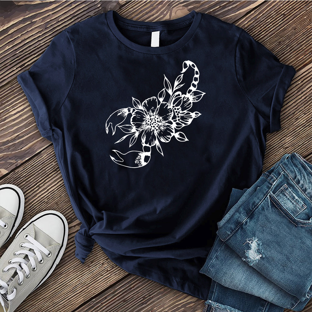 Scorpio Flower T-Shirt T-Shirt Tshirts.com Navy S 