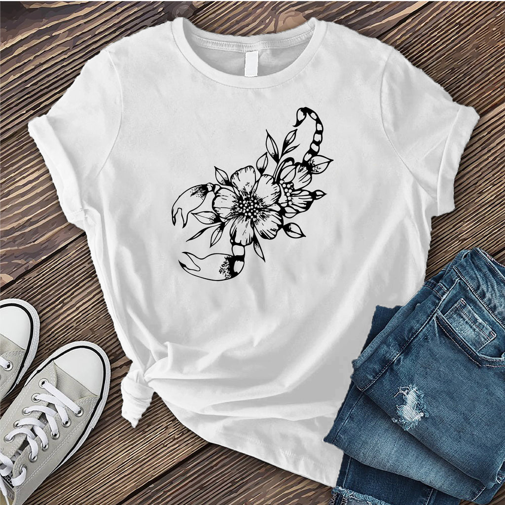 Scorpio Flower T-Shirt T-Shirt Tshirts.com White S 