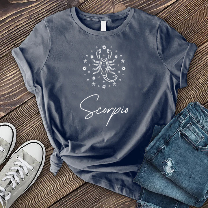 Scorpio Stars and Scorpion T-Shirt T-Shirt Tshirts.com Heather Navy S 