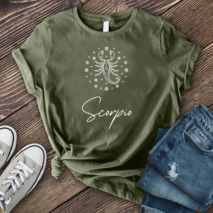 Scorpio Stars and Scorpion T-Shirt T-Shirt Tshirts.com Military Green S 