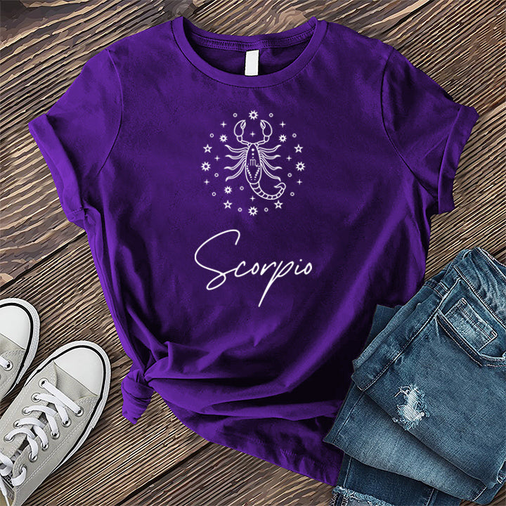 Scorpio Stars and Scorpion T-Shirt T-Shirt Tshirts.com Team Purple S 