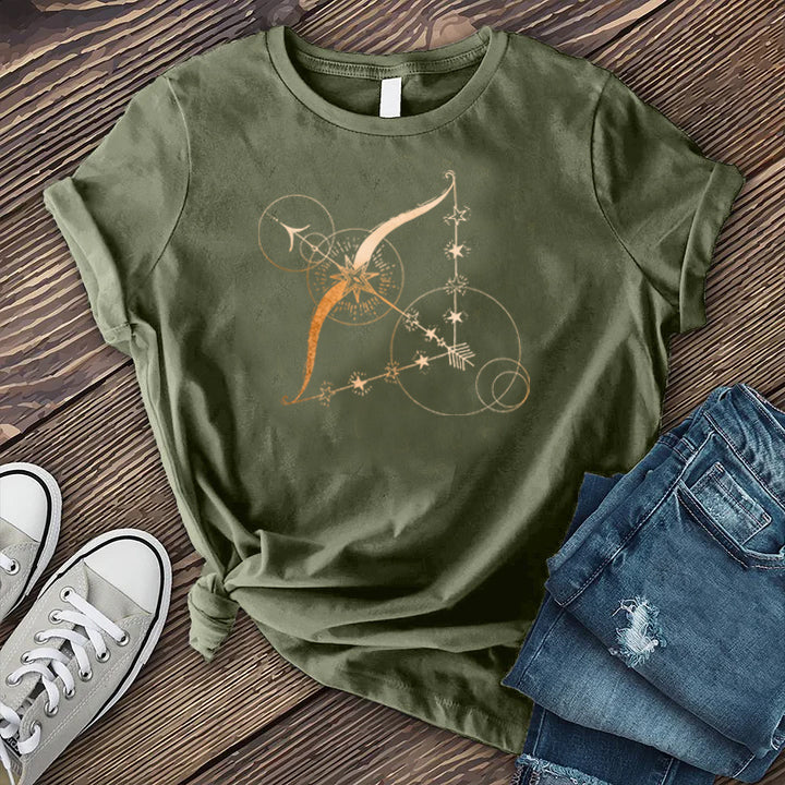 Sagittarius Bow and Arrow T-Shirt T-Shirt Tshirts.com Military Green S 