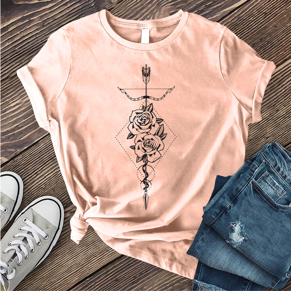 Sagittarius Rose Arrow T-Shirt T-Shirt tshirts.com Heather Prism Peach S 