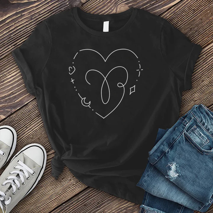Aries Heart T-Shirt T-Shirt Tshirts.com Black S 