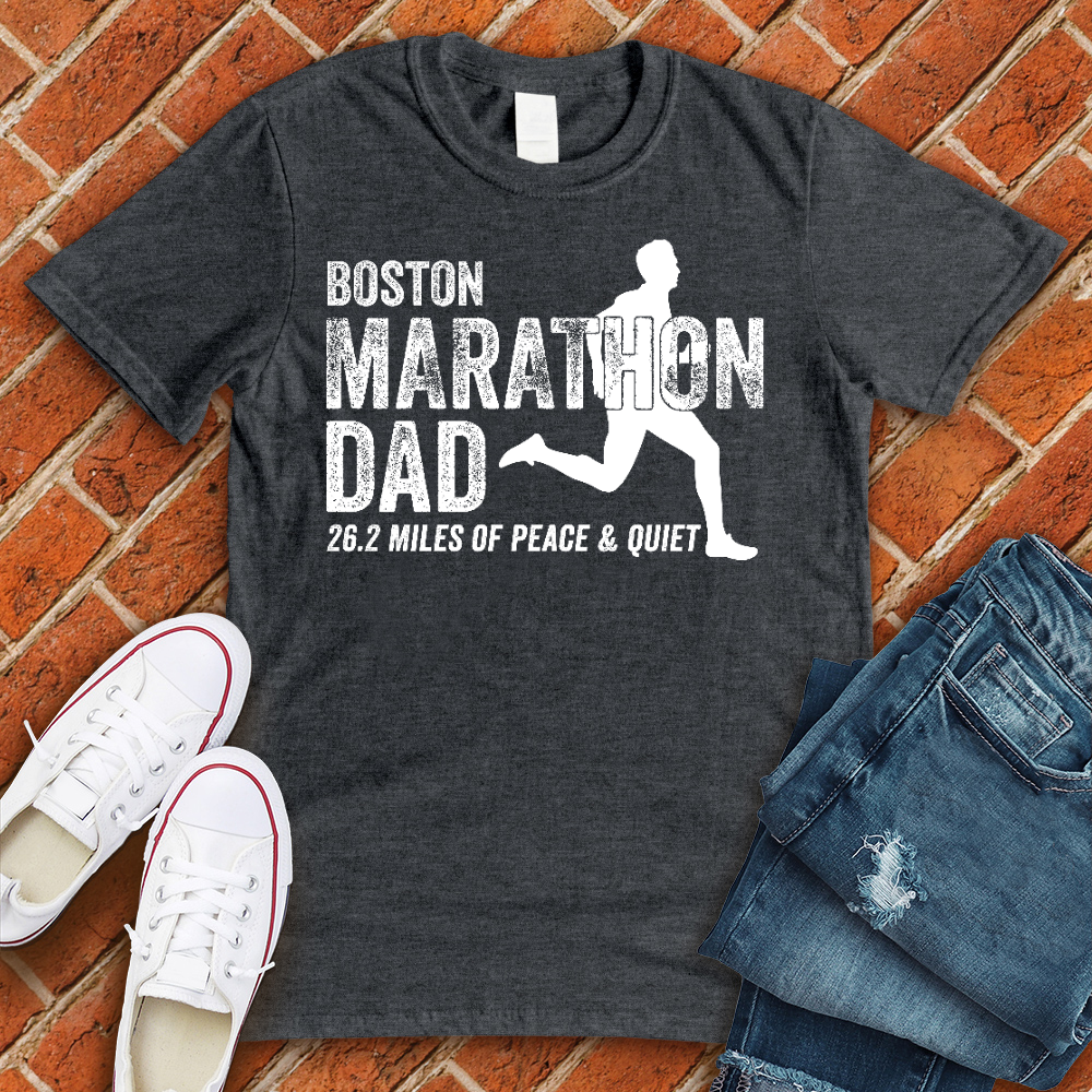Boston Marathon Dad Alternate T-Shirt T-Shirt tshirts.com Dark Grey Heather L 
