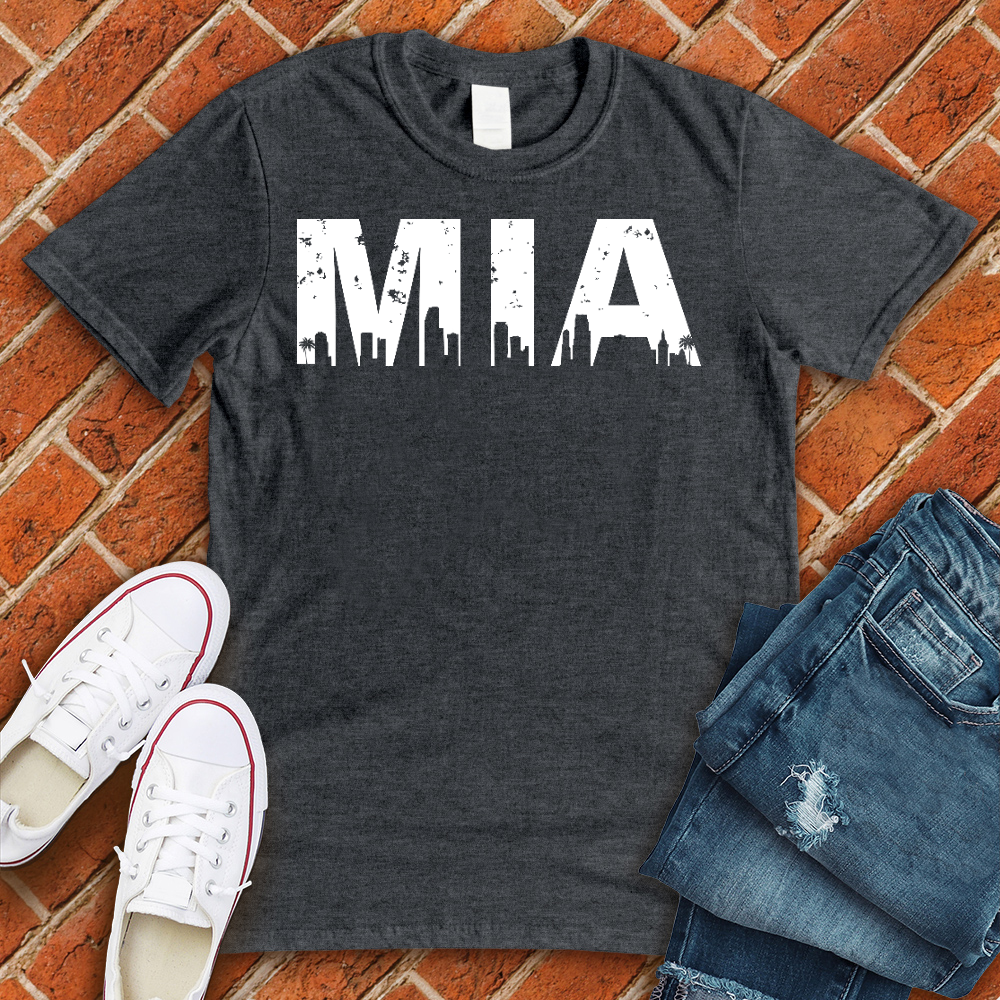 MIA City Line T-Shirt T-Shirt tshirts.com Dark Grey Heather L 
