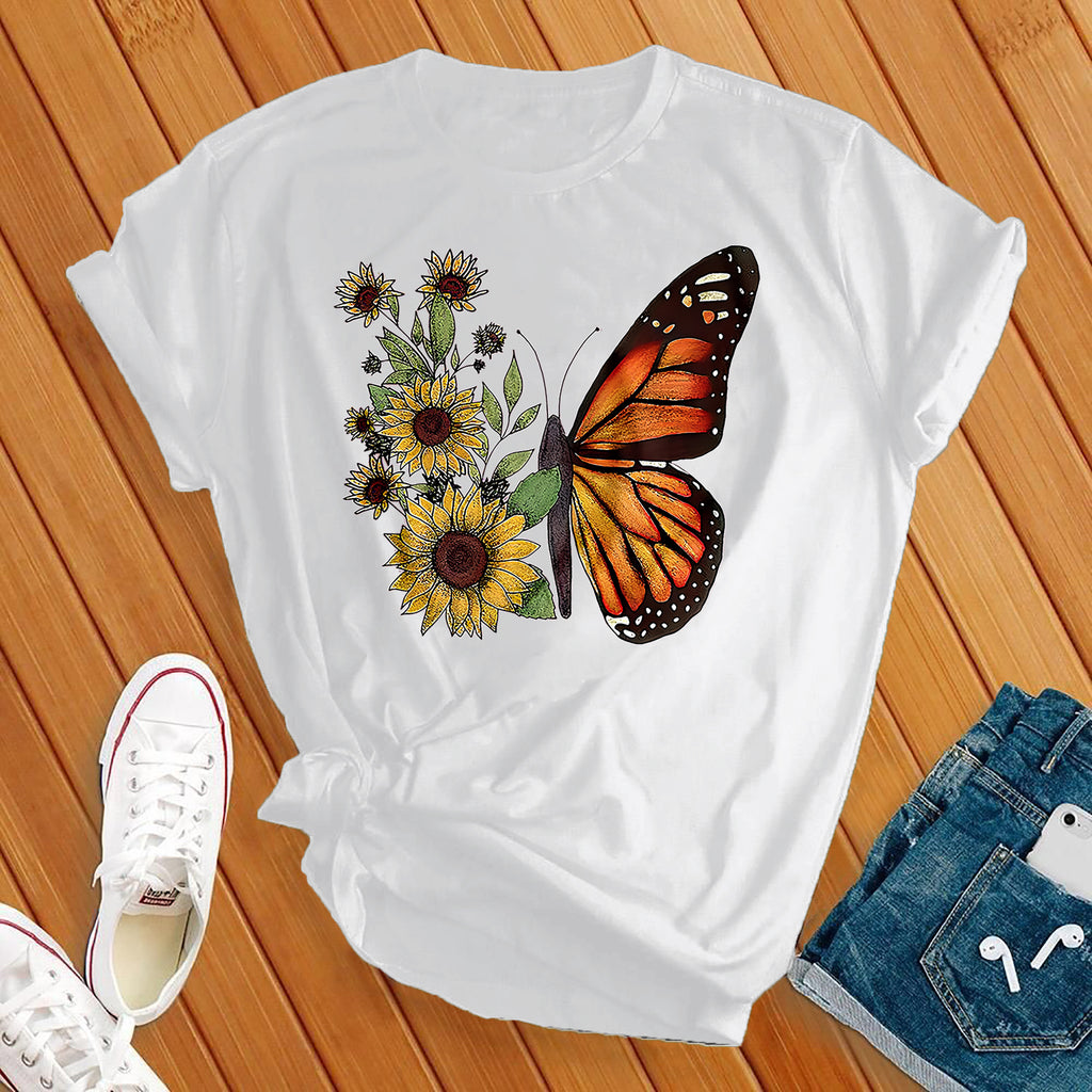 Monarch Sunflower T-Shirt T-Shirt tshirts.com Ash S 
