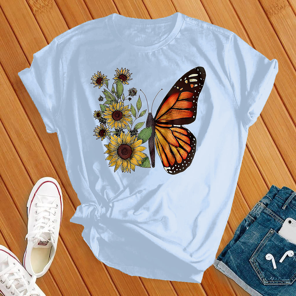 Monarch Sunflower T-Shirt T-Shirt tshirts.com Baby Blue S 