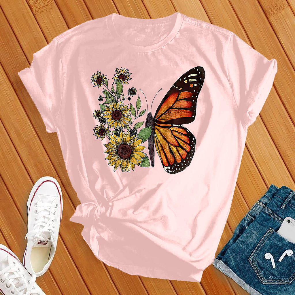 Monarch Sunflower T-Shirt T-Shirt tshirts.com Soft Pink S 