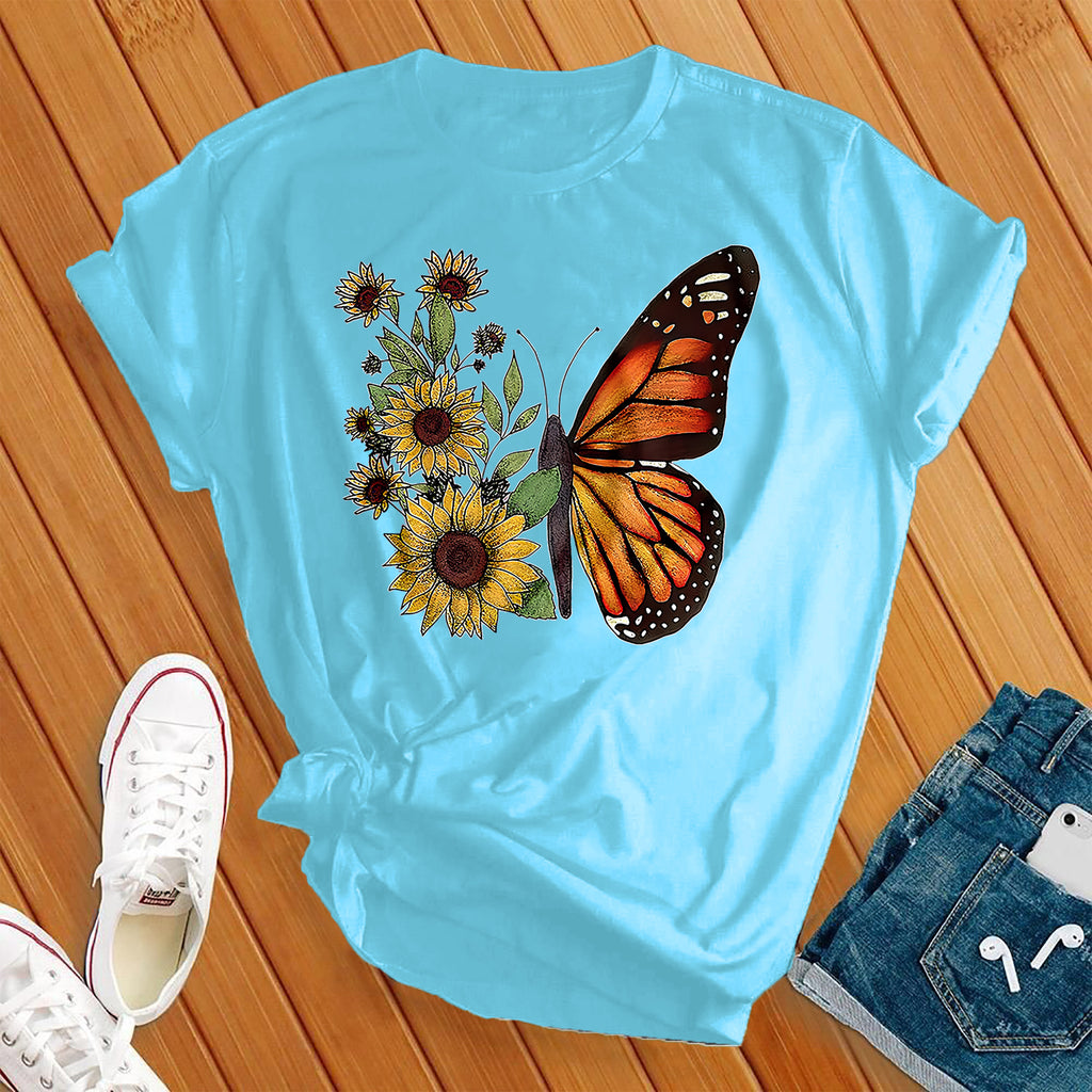 Monarch Sunflower T-Shirt T-Shirt tshirts.com Turquoise S 