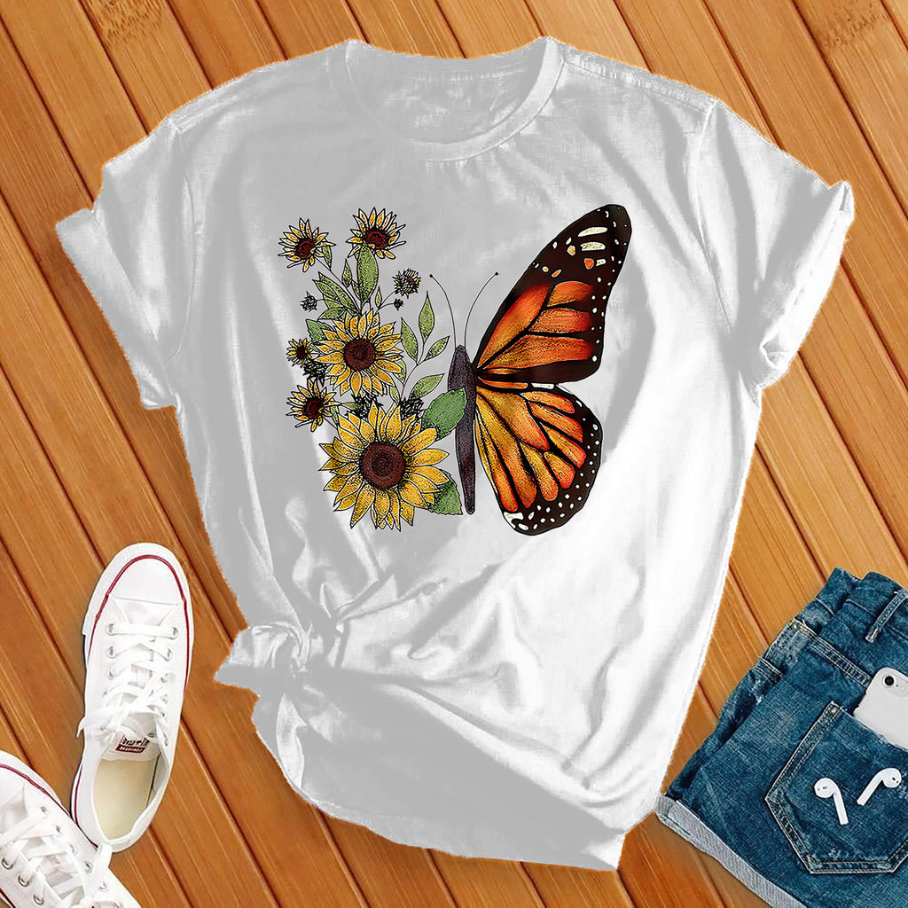 Monarch Sunflower T-Shirt T-Shirt tshirts.com White S 
