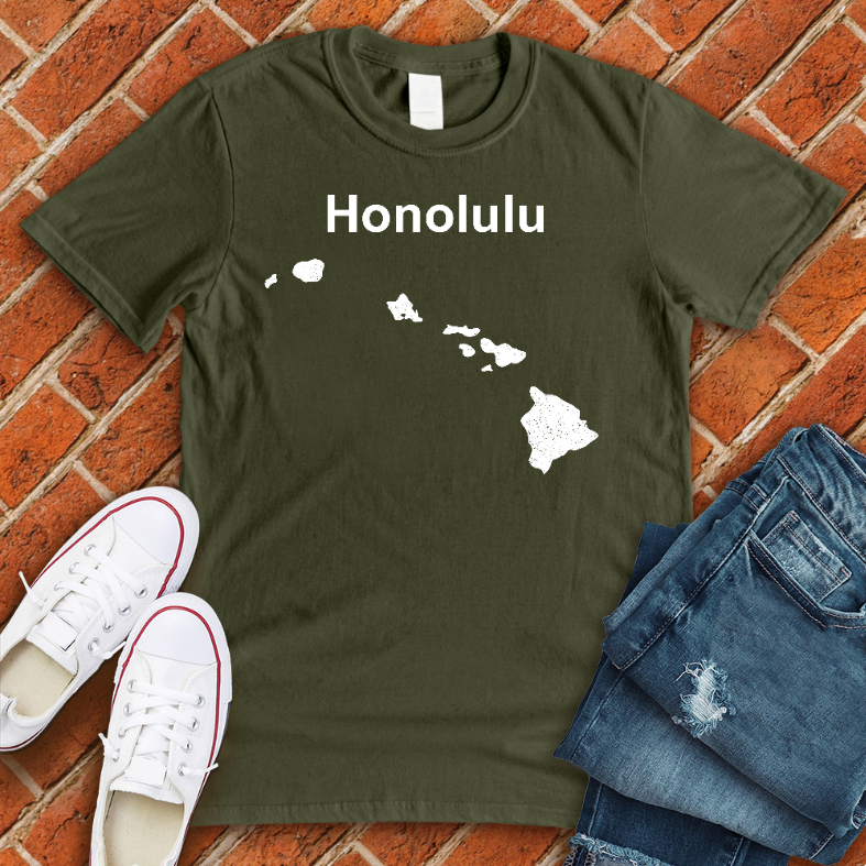 Honolulu Islands T-Shirt T-Shirt tshirts.com Military Green L 