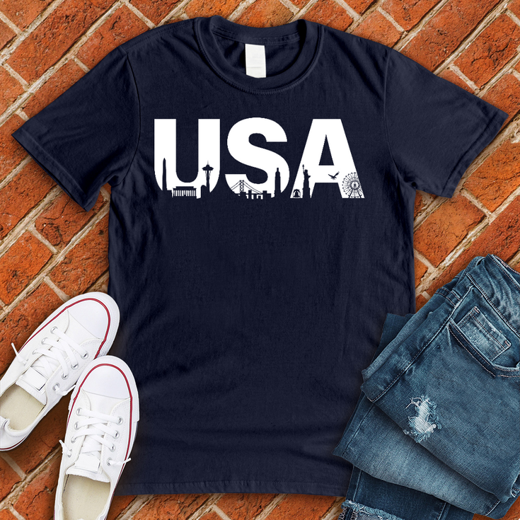 USA Skyline Letters Alternate T-Shirt Image