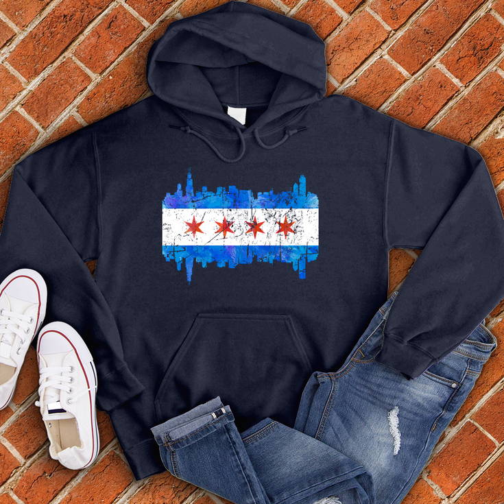 Chicago Skyline Flag Hoodie Image
