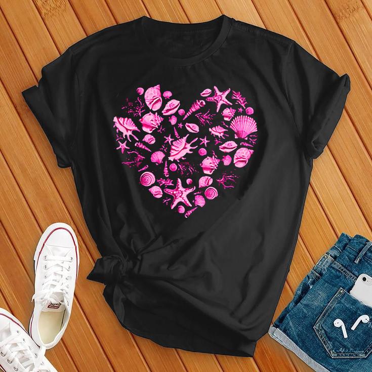 Neon Seashell Heart T-Shirt Image