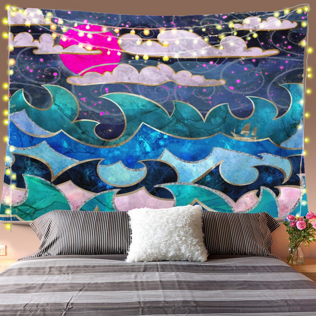 Psychedelic Waves Tapestry Image