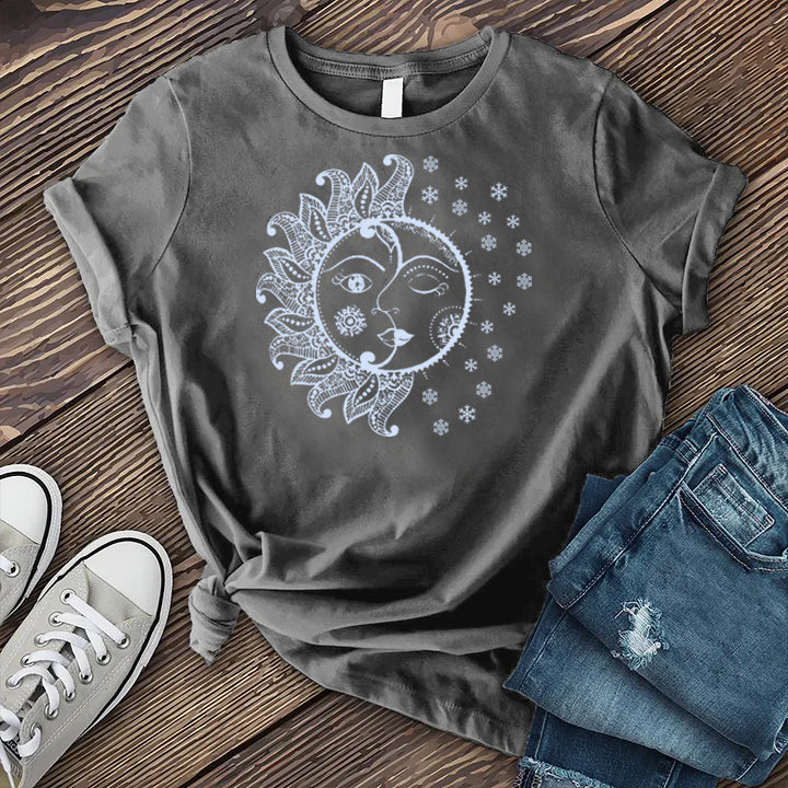 Sun & Moon Snowflakes T-shirt T-Shirt tshirts.com Dark Grey Heather S 