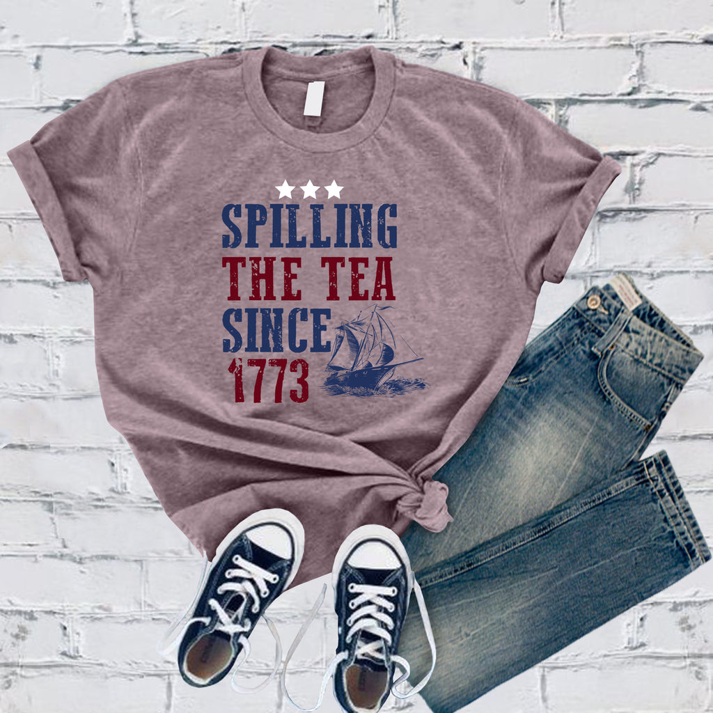 Spilling The Tea Since 1773 T-Shirt T-Shirt Tshirts.com Heather Purple S 