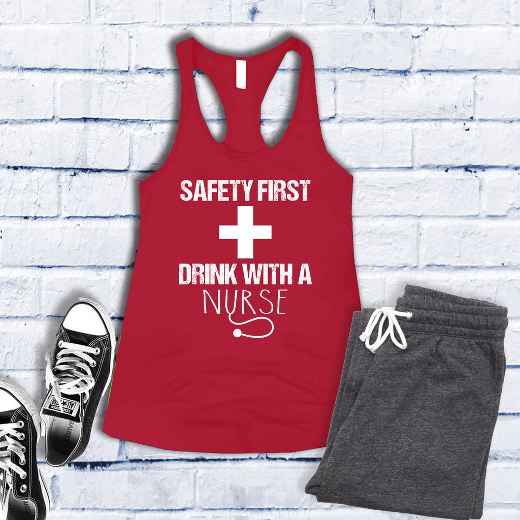 Safety First Drink With A Nurse Women's Tank Top Tank Top Tshirts.com Red S 