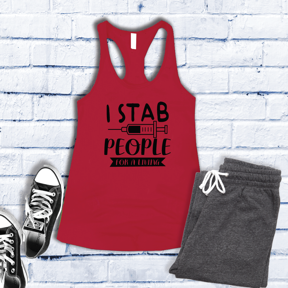 I Stab People For A Living Women's Tank Top Tank Top tshirts.com Red S 