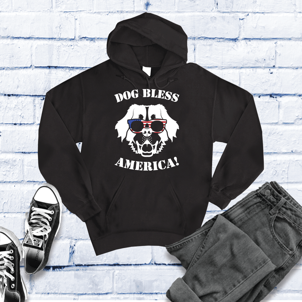 Bernese Mountain Dog Bless America Hoodie Hoodie tshirts.com Black S 