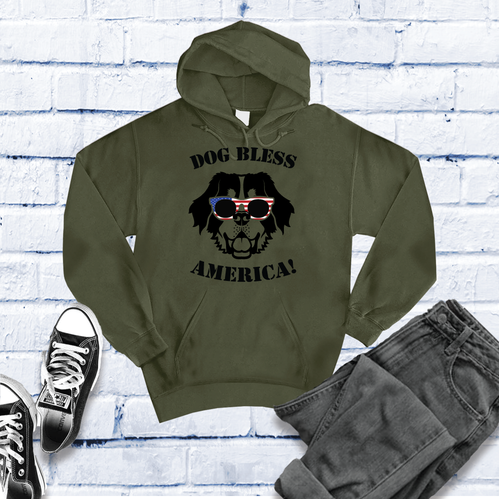 Bernese Mountain Dog Bless America Hoodie Hoodie tshirts.com Army S 