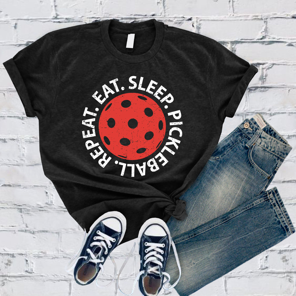 Eat Sleep Pickleball Repeat T-Shirt T-Shirt tshirts.com Black S 