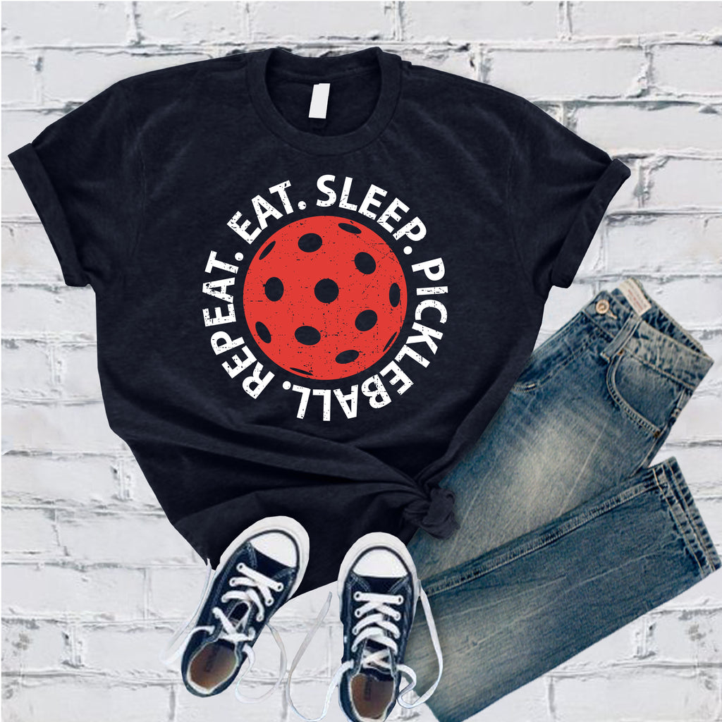 Eat Sleep Pickleball Repeat T-Shirt T-Shirt tshirts.com Navy S 
