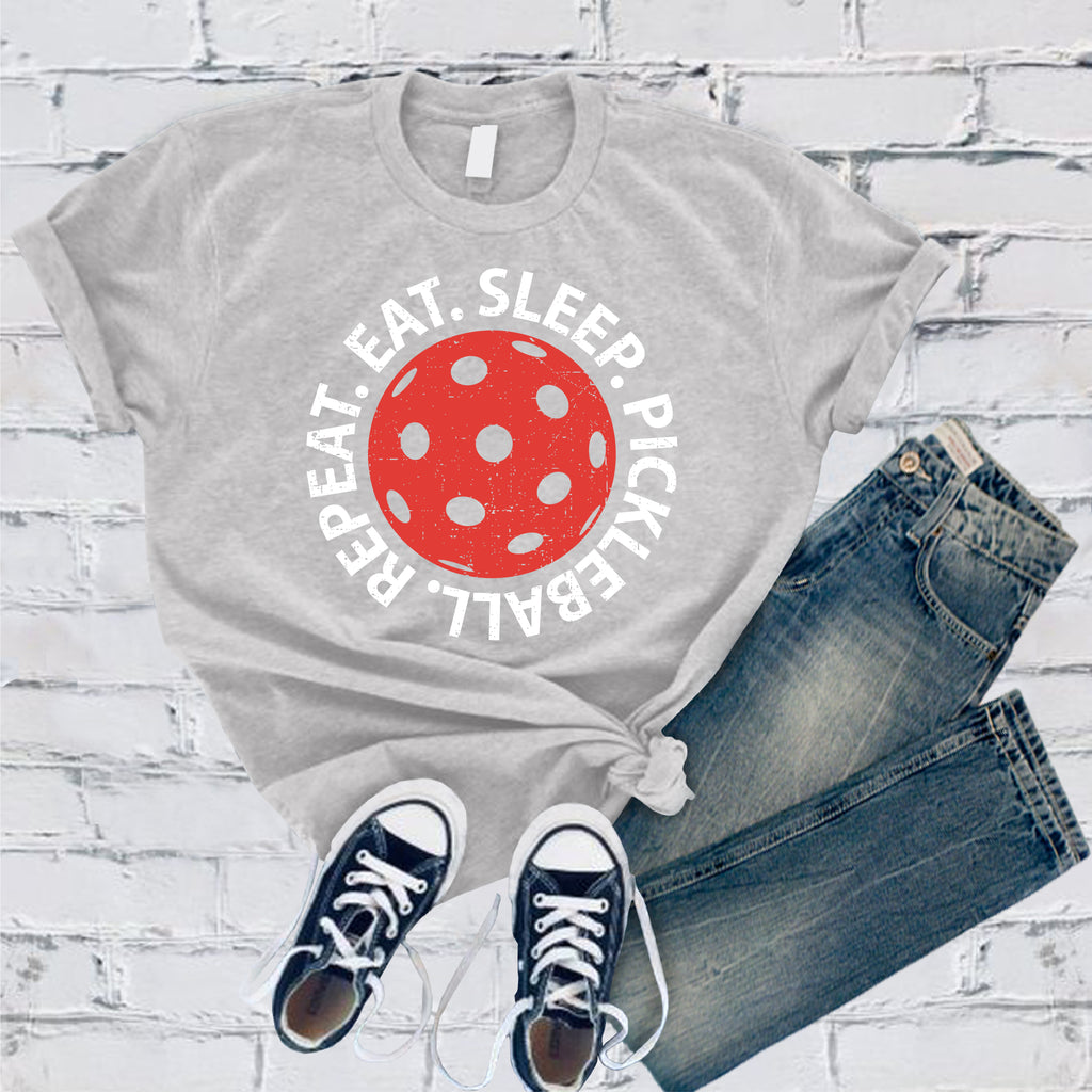 Eat Sleep Pickleball Repeat T-Shirt T-Shirt tshirts.com Solid Athletic Grey S 