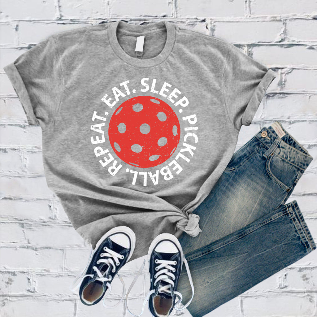 Eat Sleep Pickleball Repeat T-Shirt T-Shirt tshirts.com Athletic Heather S 