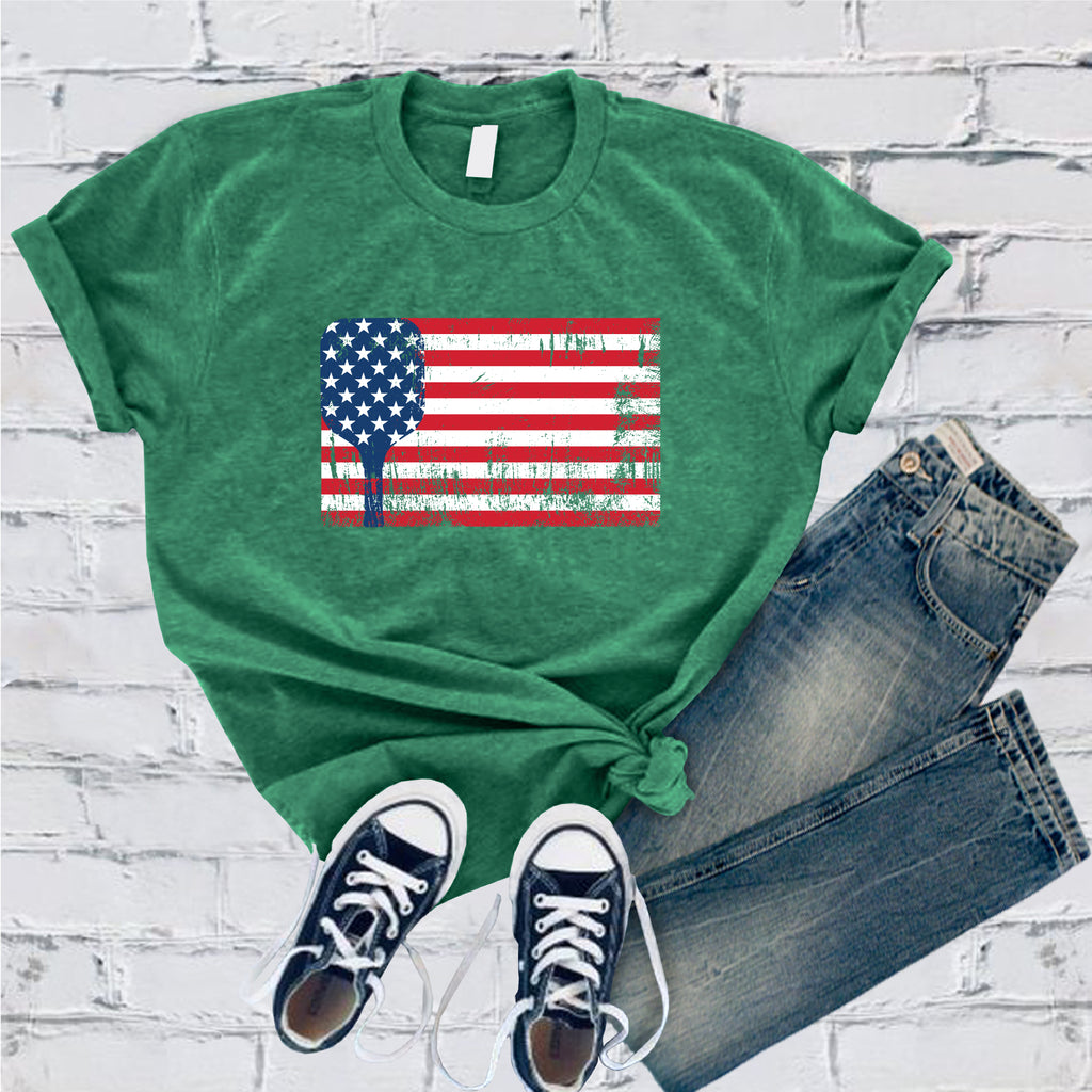 Pickleball American Flag T-Shirt T-Shirt tshirts.com Heather Kelly S 