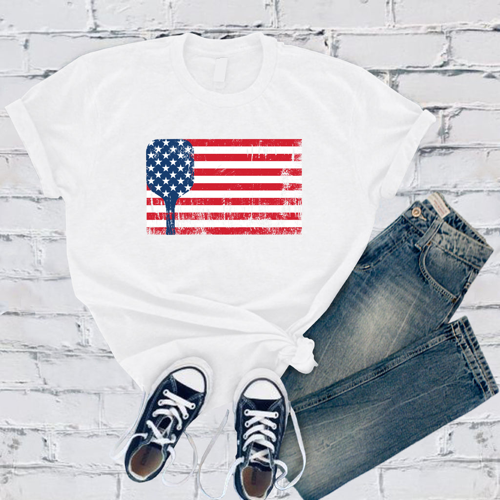 Pickleball American Flag T-Shirt T-Shirt tshirts.com White S 