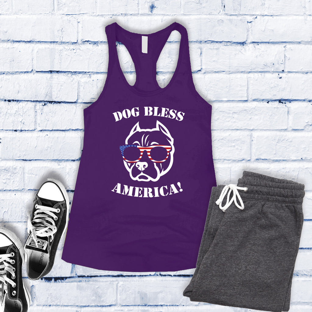 American Bully Dog Bless America Women's Tank Top Tank Top tshirts.com Purple Rush S 