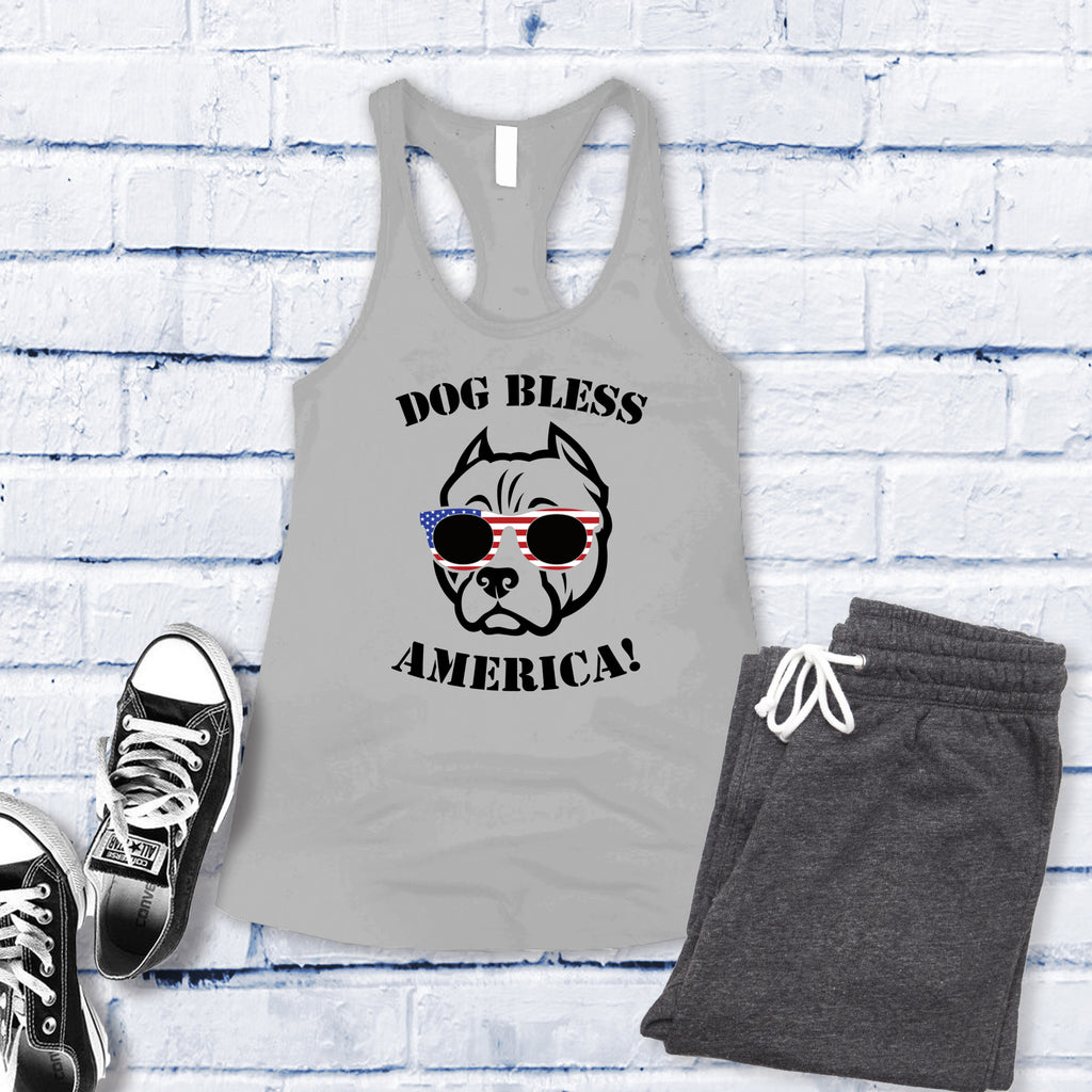 American Bully Dog Bless America Women's Tank Top Tank Top tshirts.com Silver S 