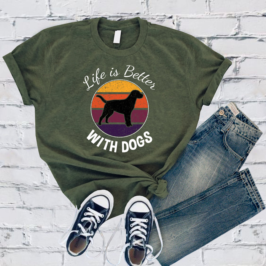 Life is Better With Dogs T-Shirt T-Shirt Tshirts.com Military Green S 