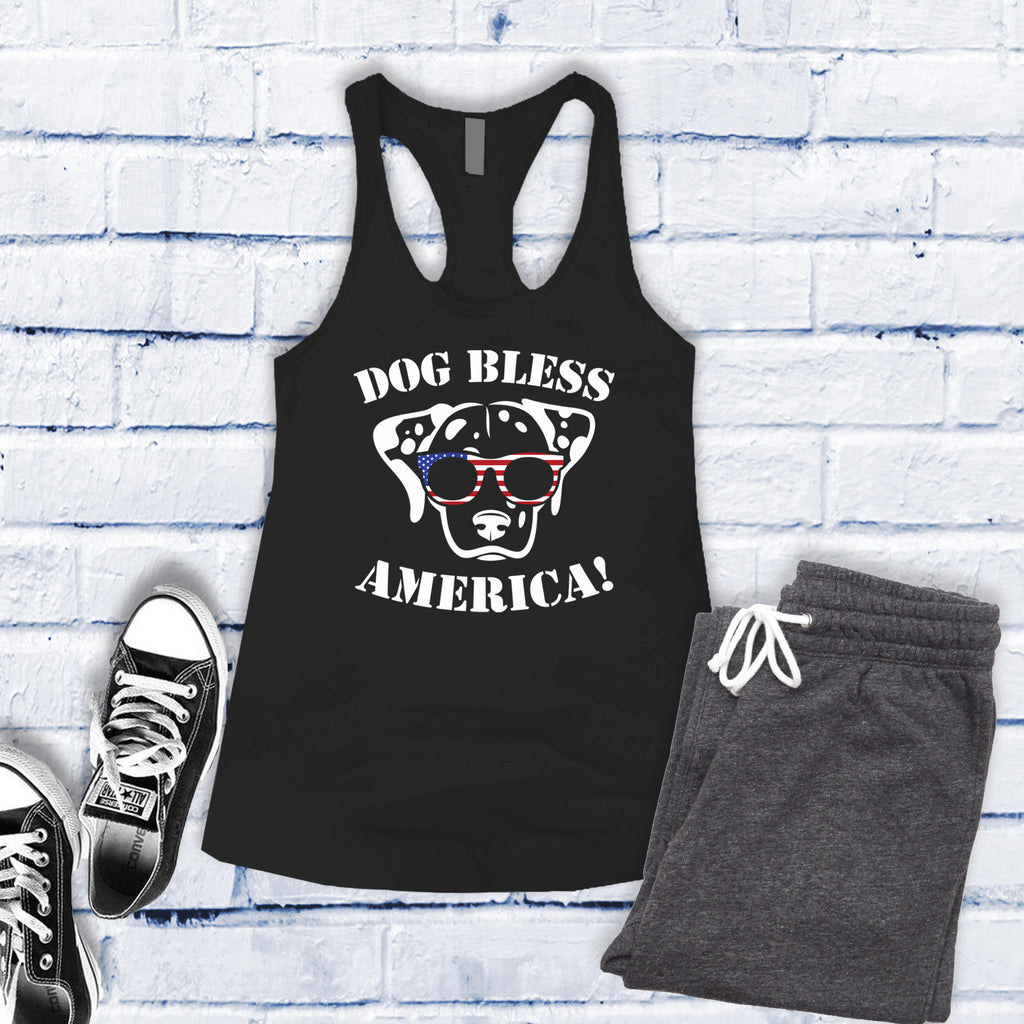 Dalmatian Dog Bless America Women's Tank Top Tank Top tshirts.com Black S 