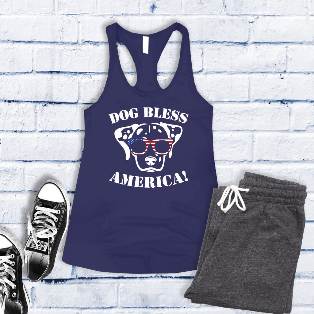 Dalmatian Dog Bless America Women's Tank Top Tank Top tshirts.com Midnight Navy S 