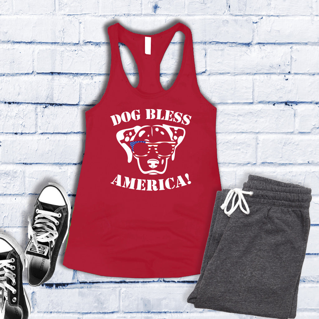 Dalmatian Dog Bless America Women's Tank Top Tank Top tshirts.com Red S 