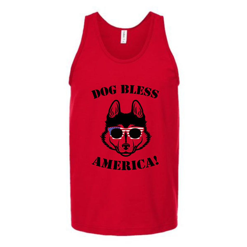 Husky Dog Bless America Unisex Tank Top Tank Top tshirts.com Red S 