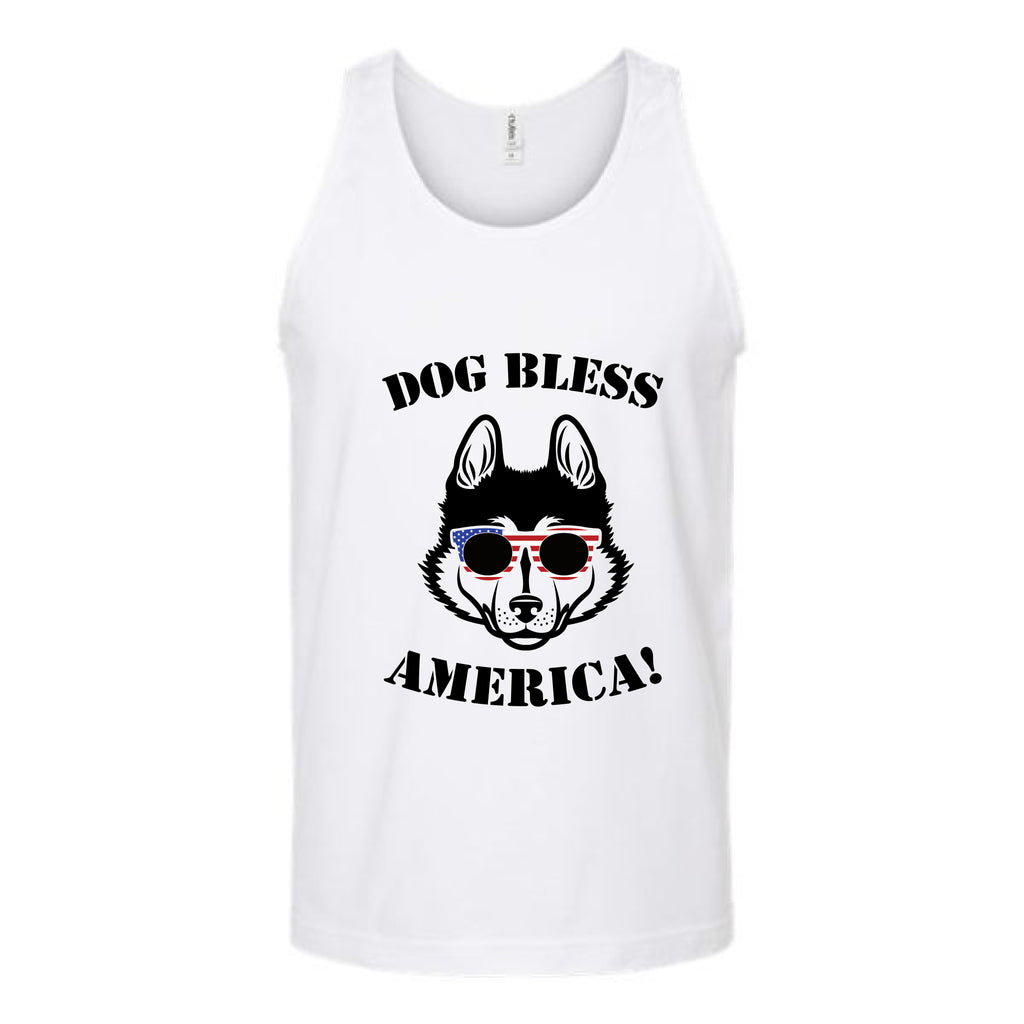 Husky Dog Bless America Unisex Tank Top Tank Top tshirts.com White S 